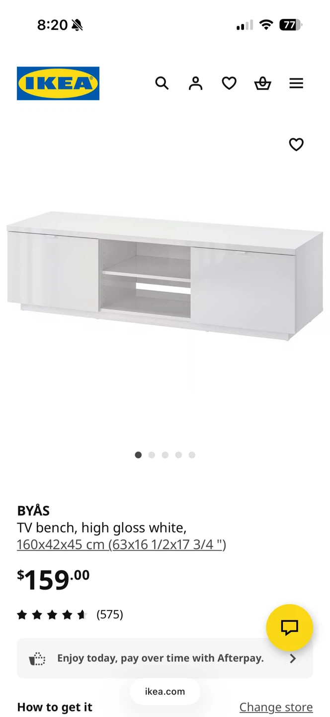 IKEA BYÅS TV Bench - High Gloss White - photo 3