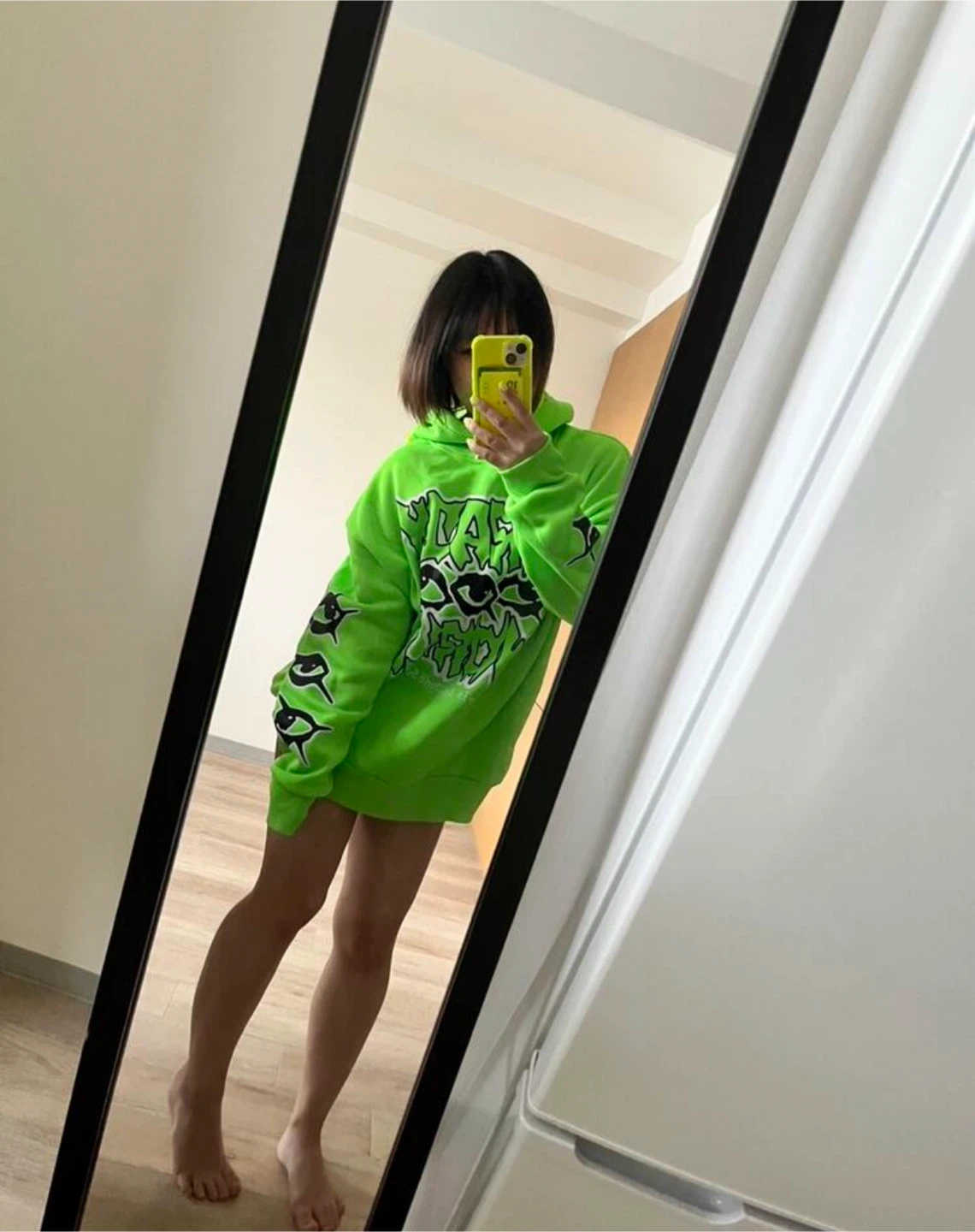 Crazy World Graphic Hoodie - Neon Green - photo 3