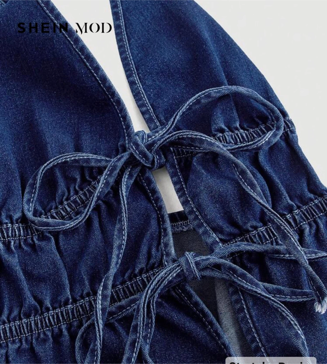 SHEIN MOD Denim Halter Top - Size L - photo 3