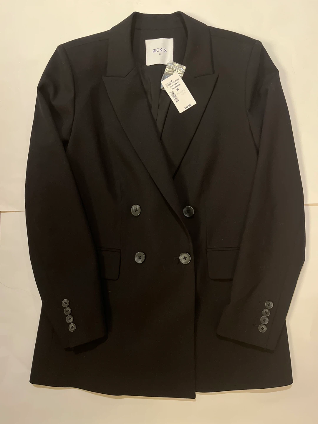 RICKI'S Black Double Breasted Blazer - Size M