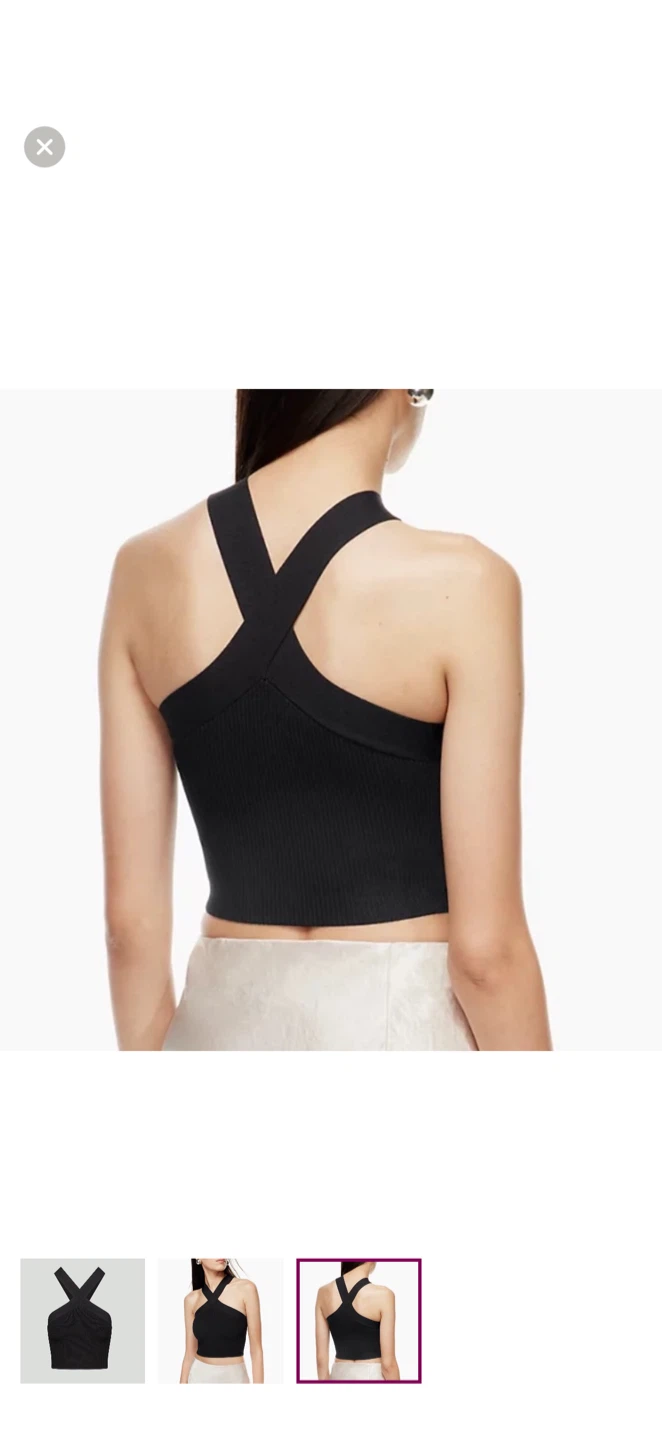 Aritzia Babaton Sculpt Knit Black Criss Cross Cropped Tank - photo 3
