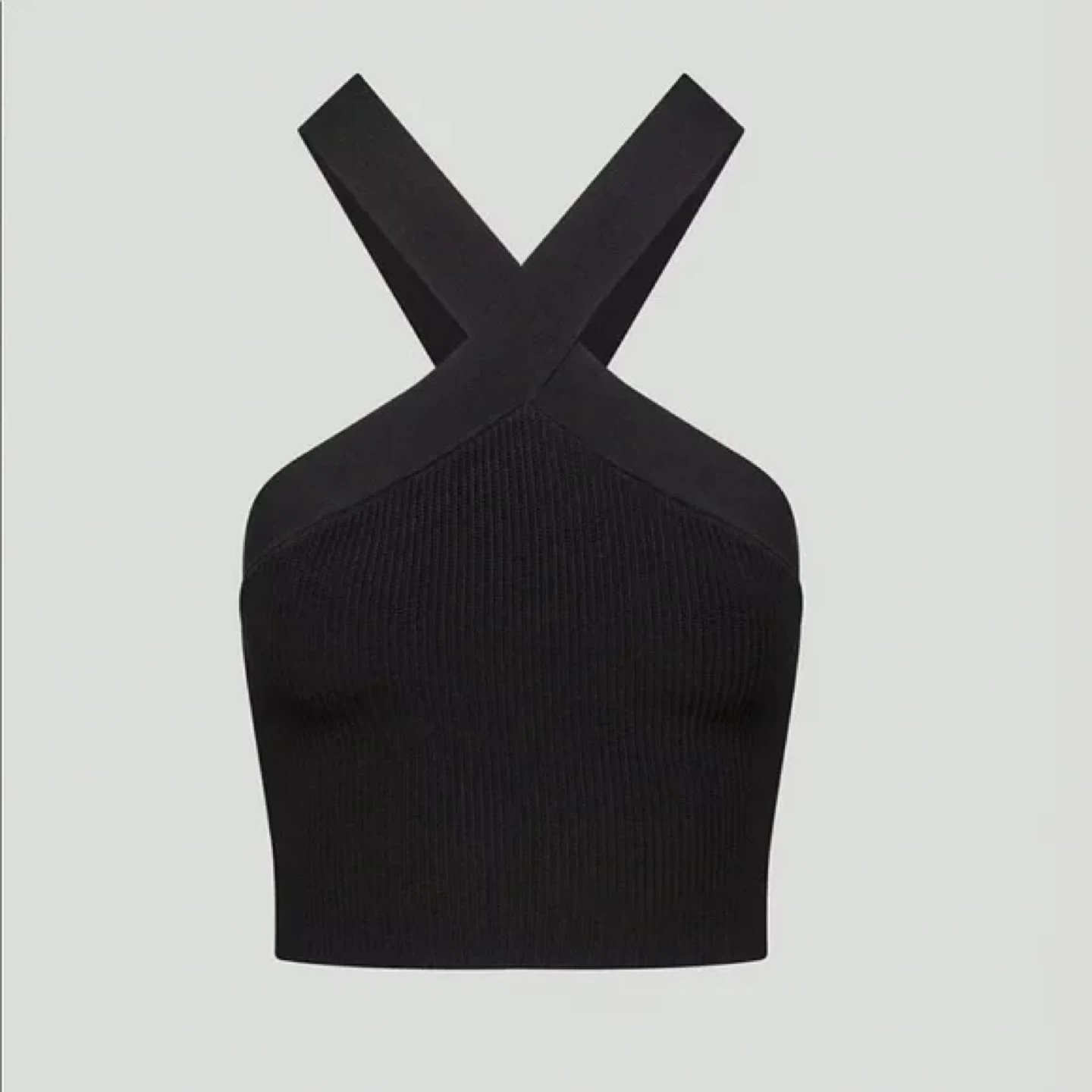 Aritzia Babaton Sculpt Knit Black Criss Cross Cropped Tank - photo 2