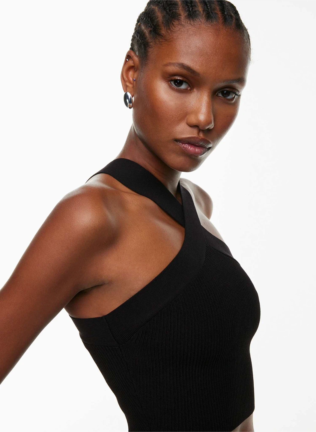 Aritzia Babaton Sculpt Knit Black Criss Cross Cropped Tank - photo 5