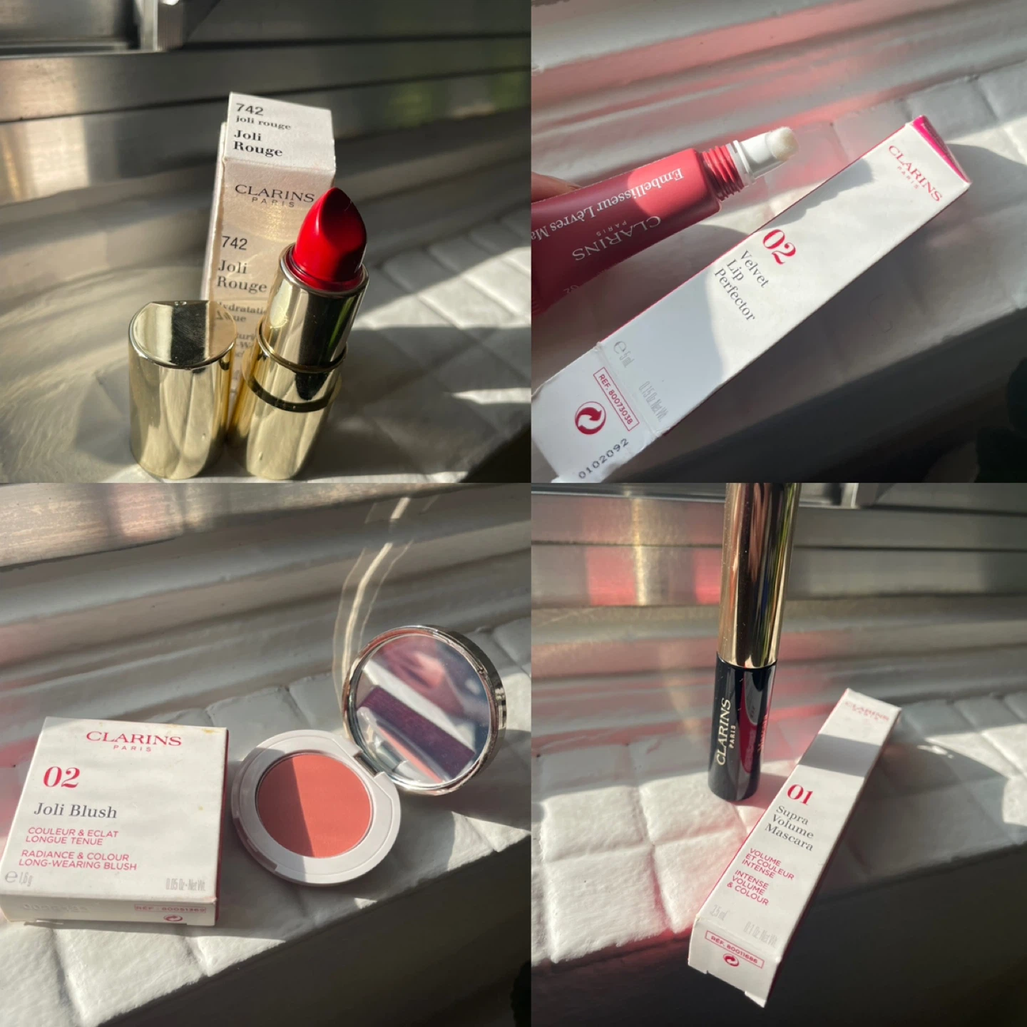 Girly Clarins bundle: lipstick, gloss, mascara & blush