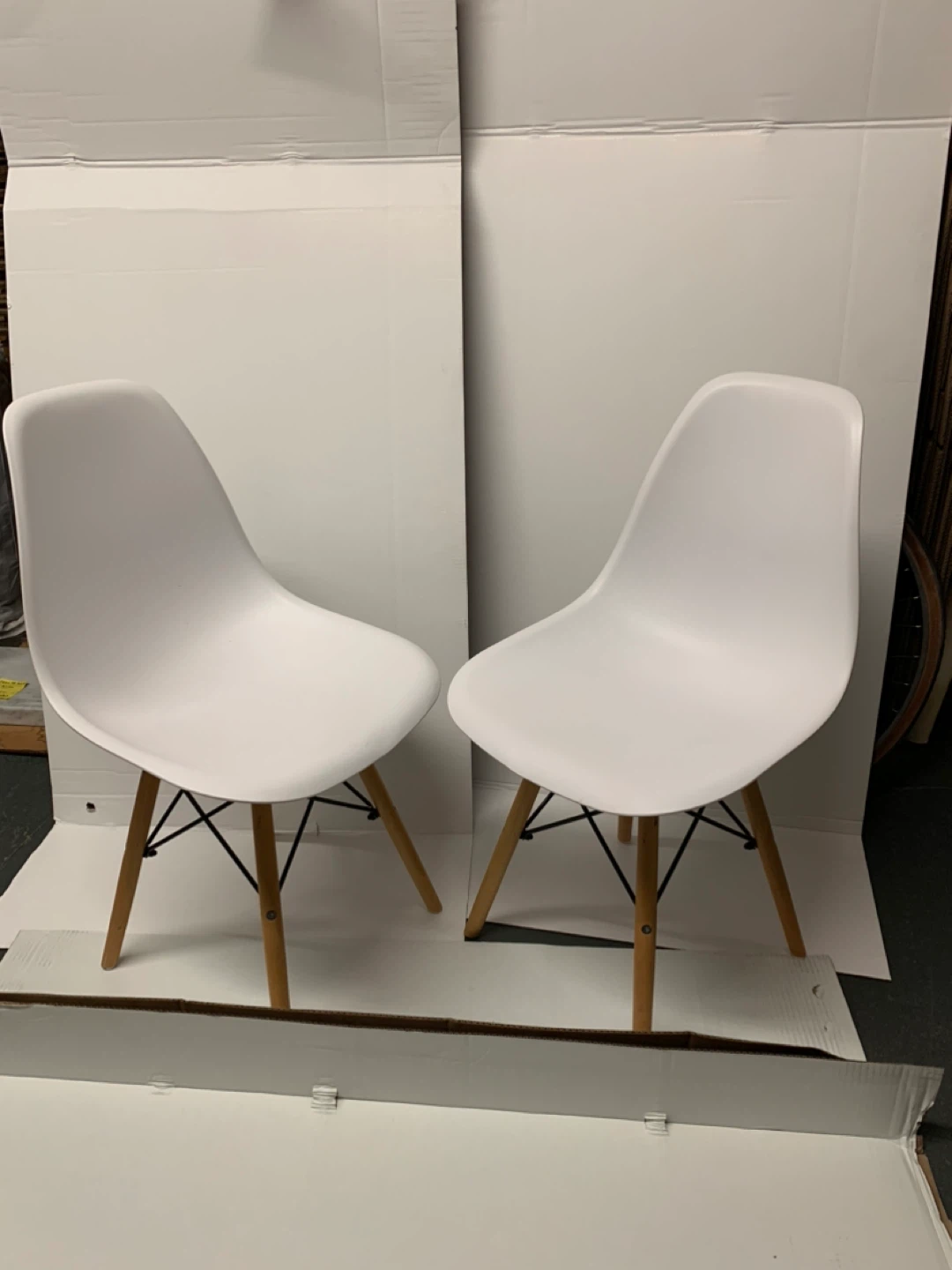 Set of 2 White Eames Style Dining Chairs