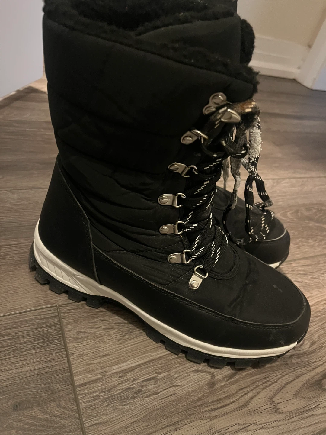 Lace Up Snow Boots - Black - photo 3