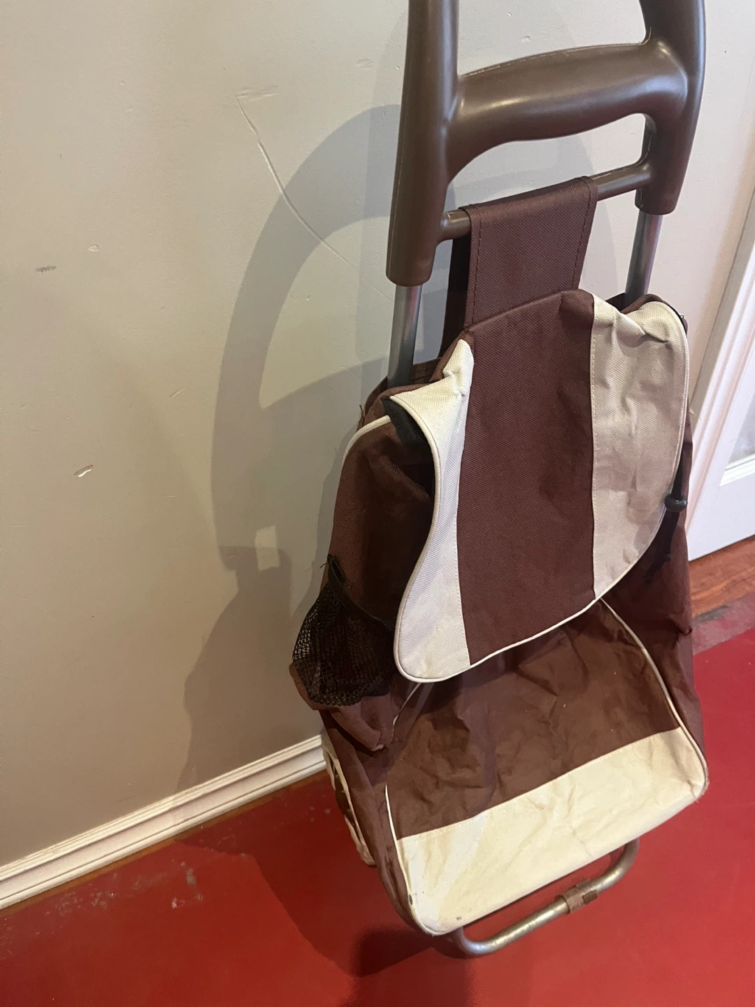 Brown & White Shopping Trolley Bag