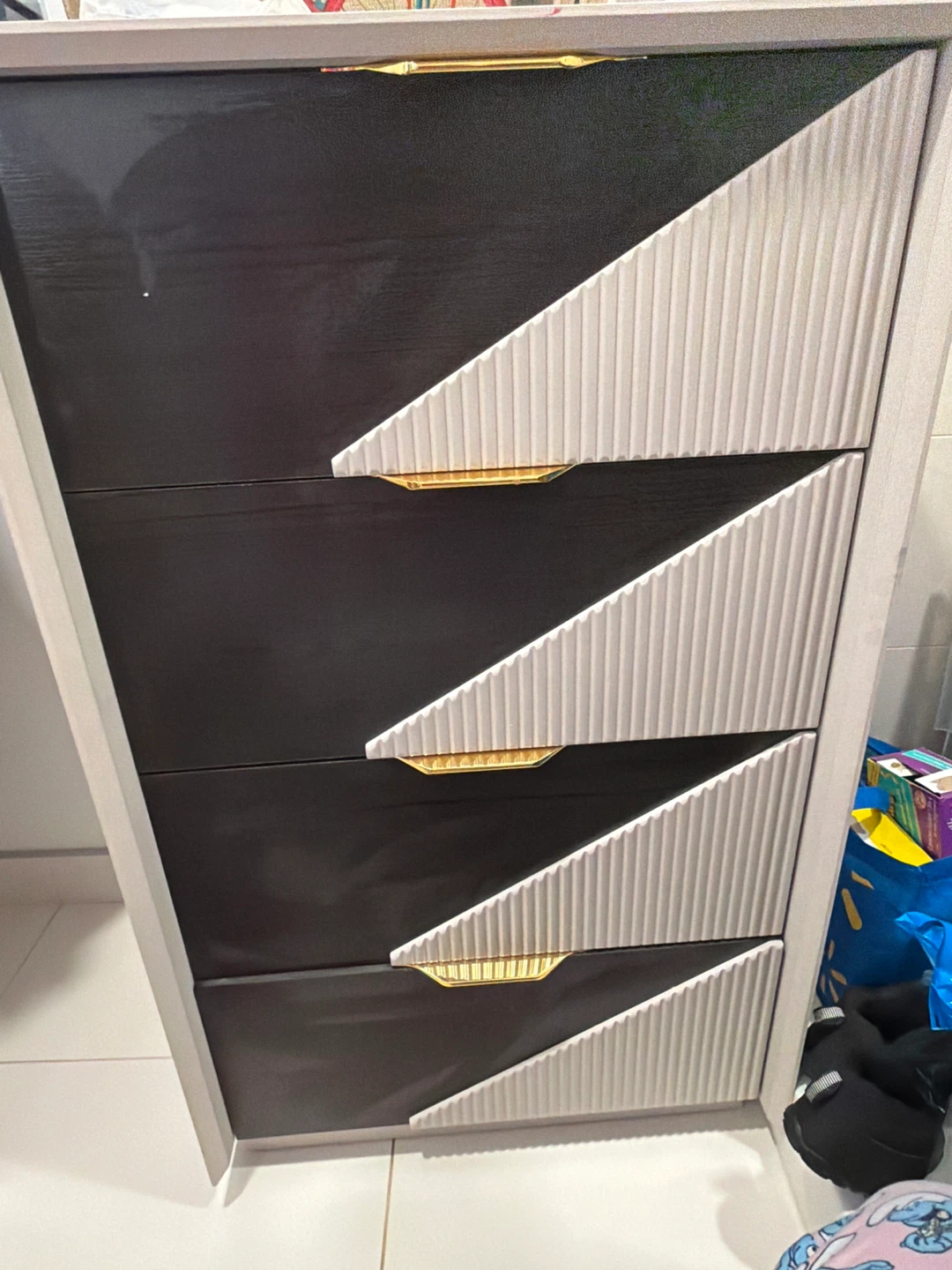 Modern Black & White 4-Drawer Dresser