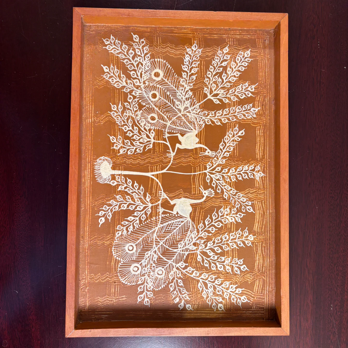 Hand-Painted Warli Adiwasi Tribal Artist Tray