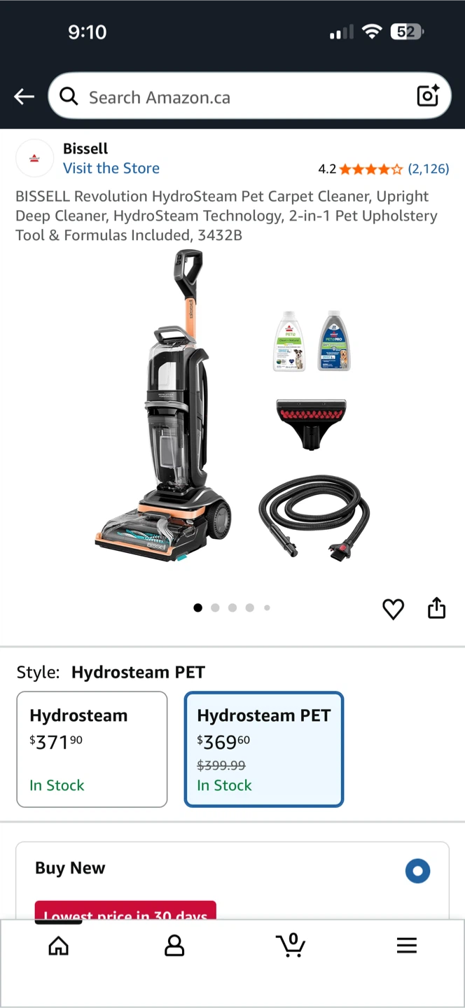 BISSELL Revolution HydroSteam Pet Carpet Cleaner