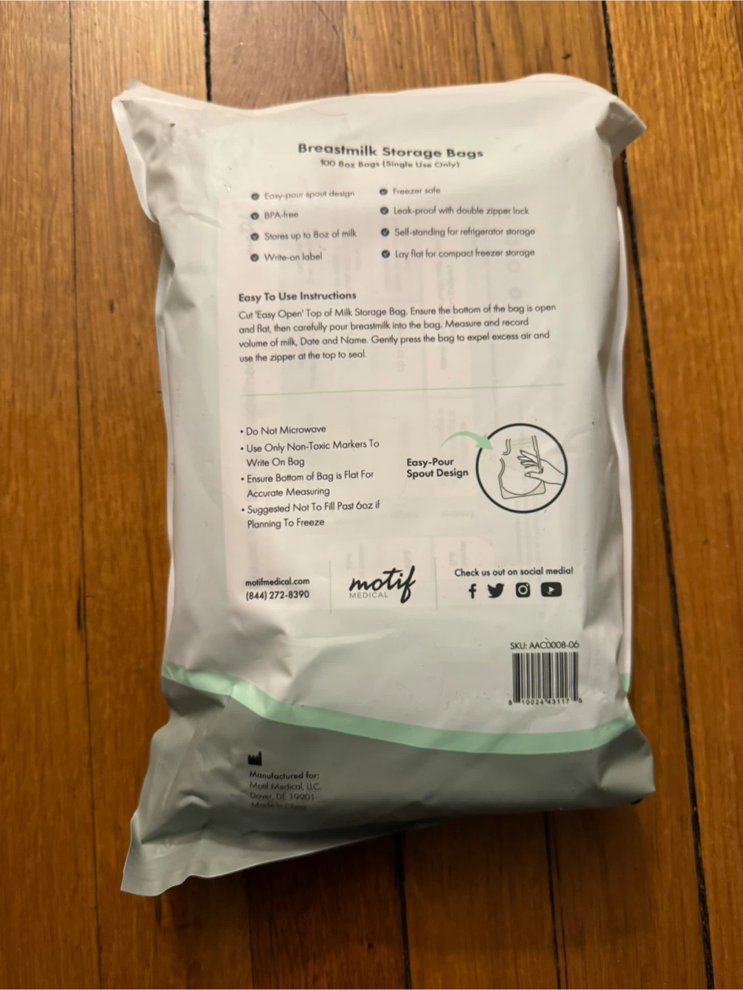 Motif Medical Breastmilk Storage Bags - 100 Count - photo 3
