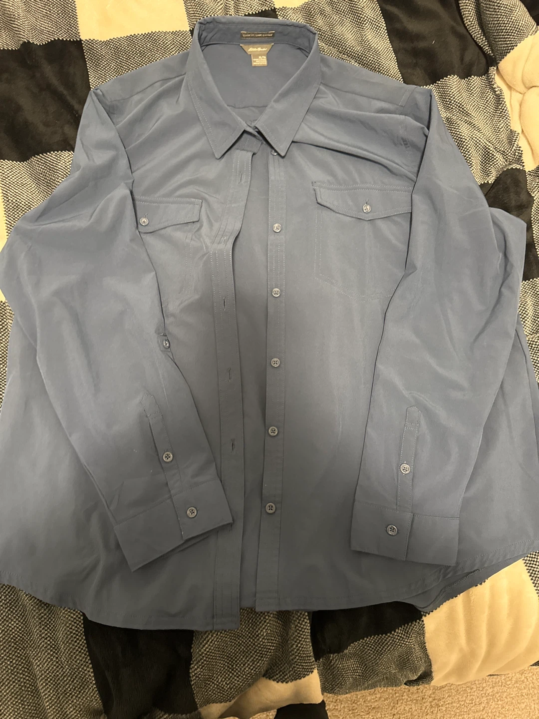Eddie Bauer Blue Button-Down Shirt, XL/TG