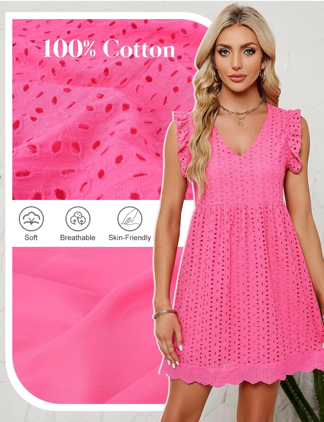 NEW! Pink Ruffle Sleeveless V Neck Sundress - photo 3