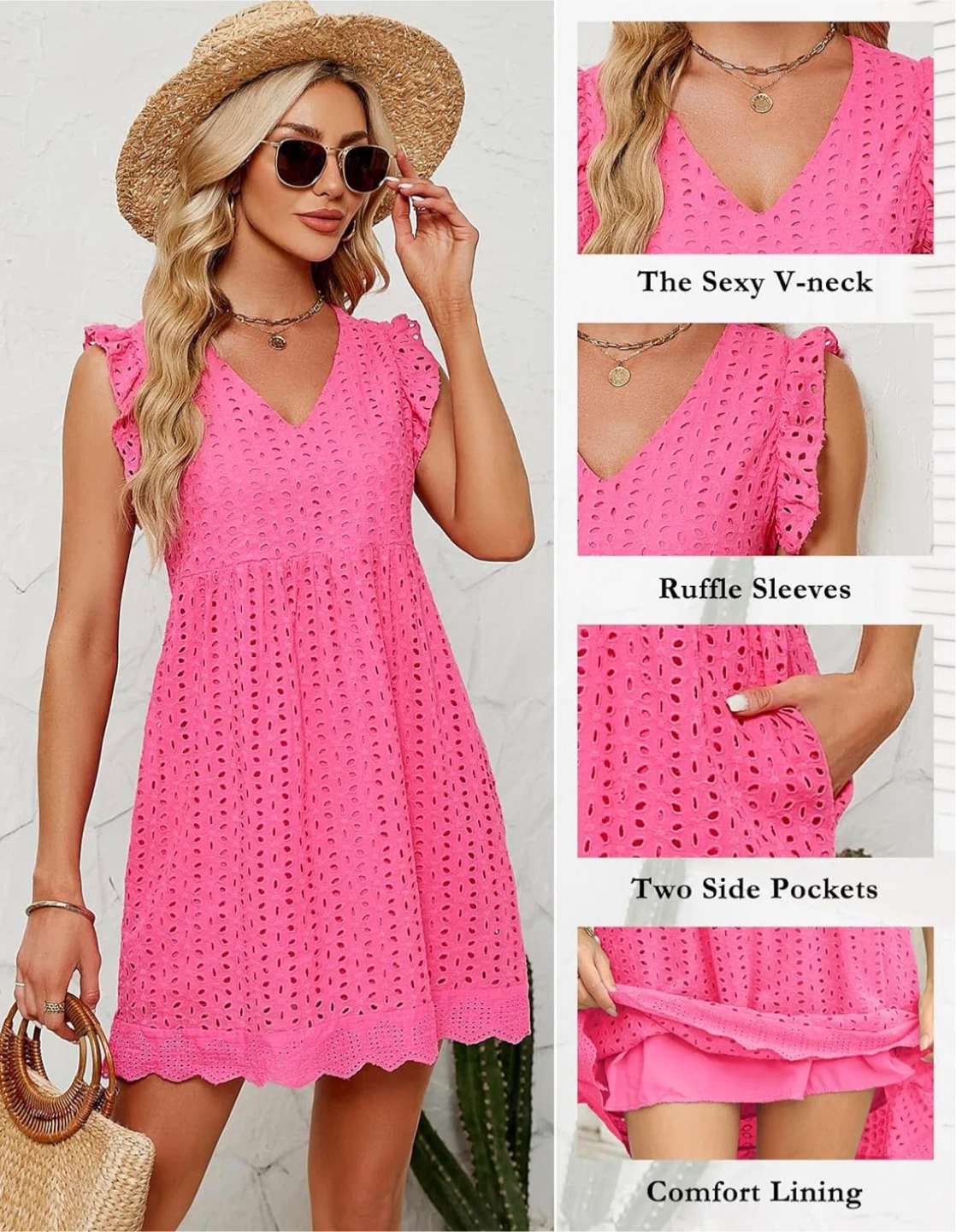 NEW! Pink Ruffle Sleeveless V Neck Sundress - photo 2