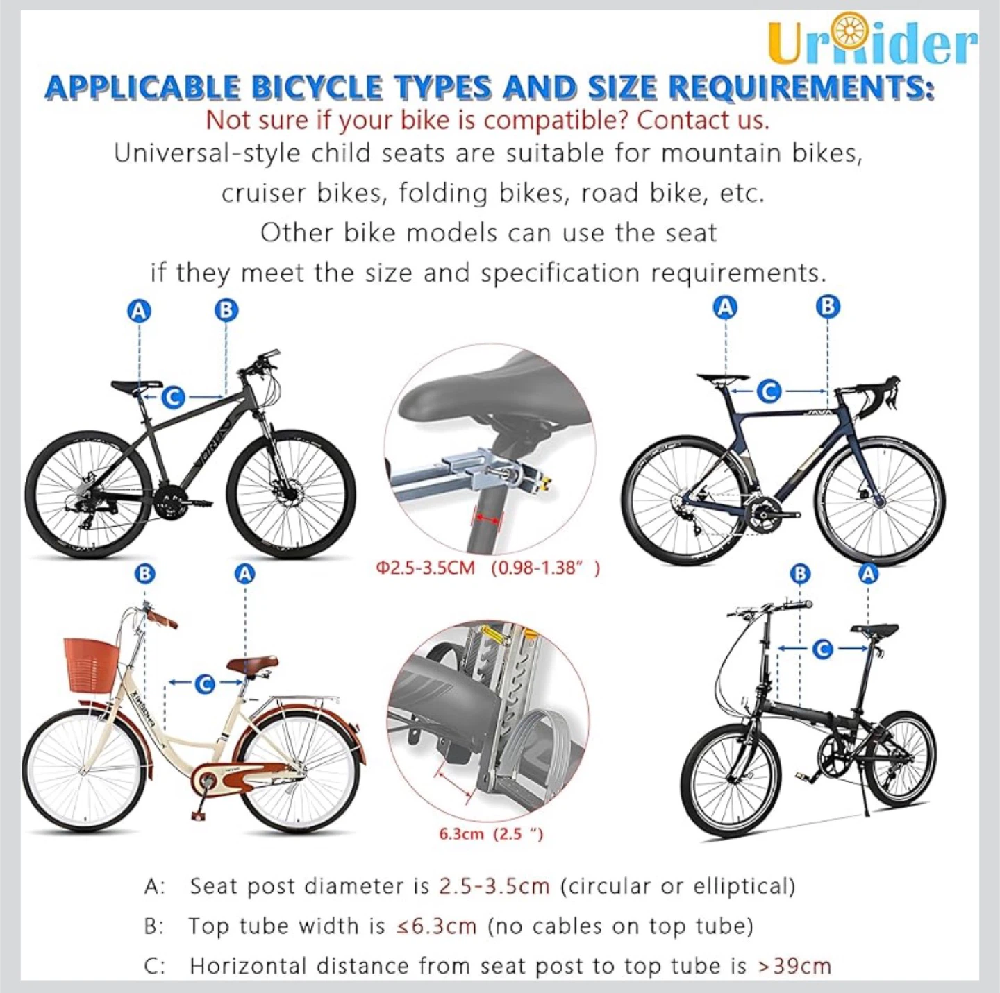 UrRider Child Bike Seat - Foldable & Lightweight - photo 5