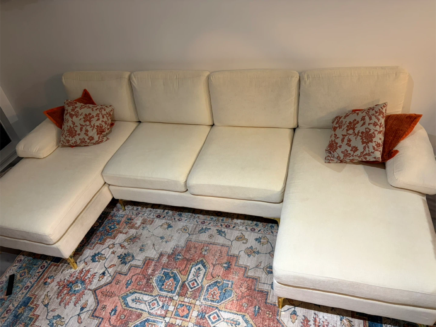 Cream U-Shaped Sectional Sofa