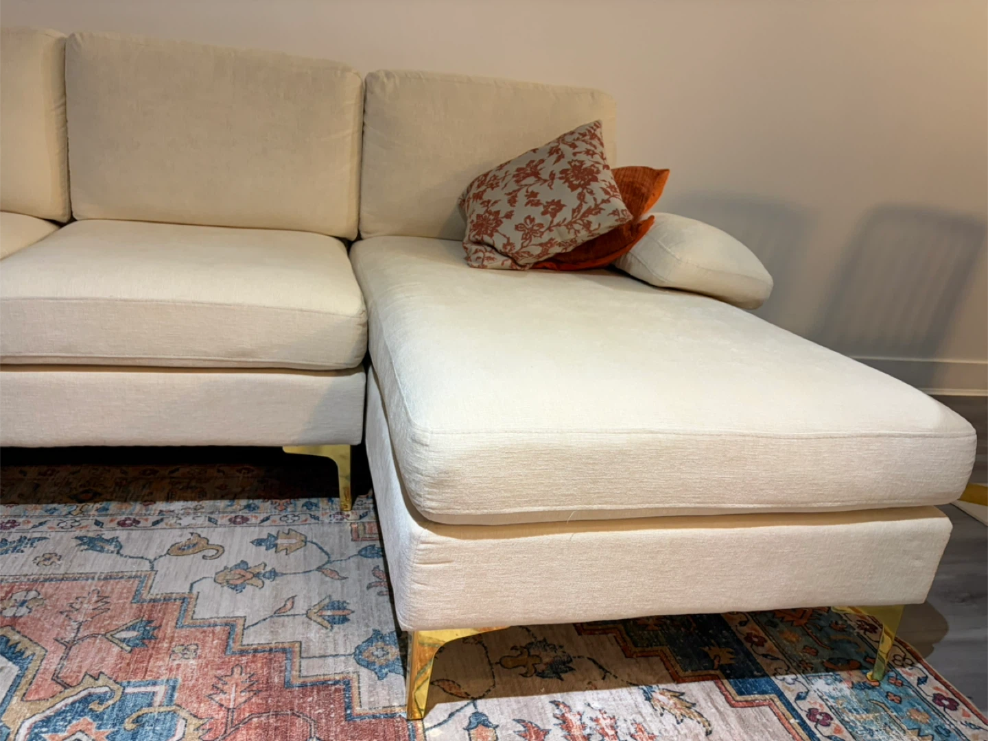 Cream U-Shaped Sectional Sofa - photo 4