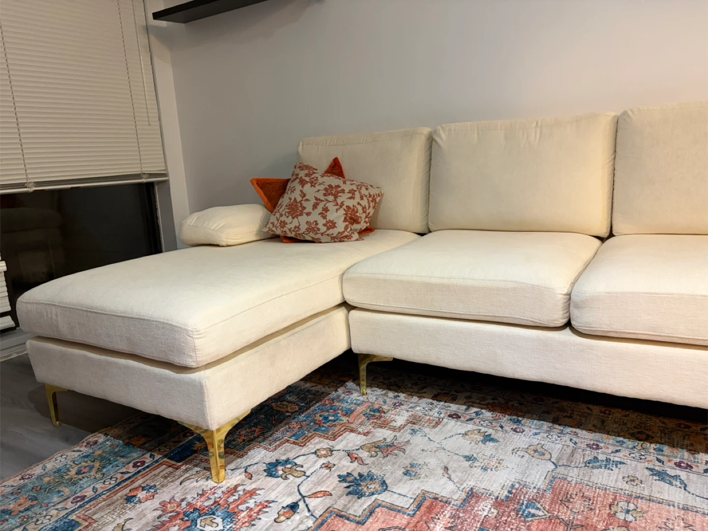 Cream U-Shaped Sectional Sofa - photo 5