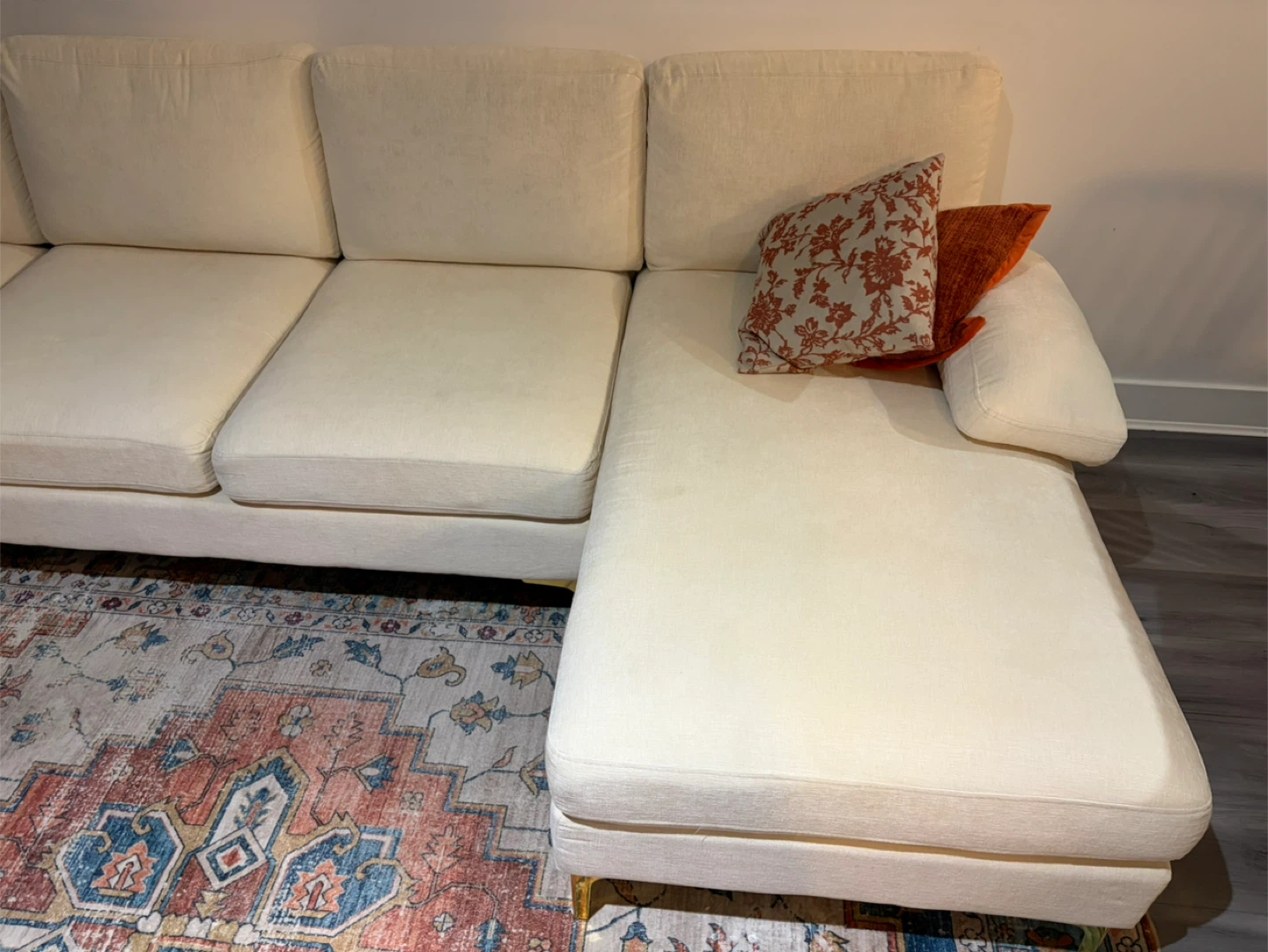 Cream U-Shaped Sectional Sofa - photo 3