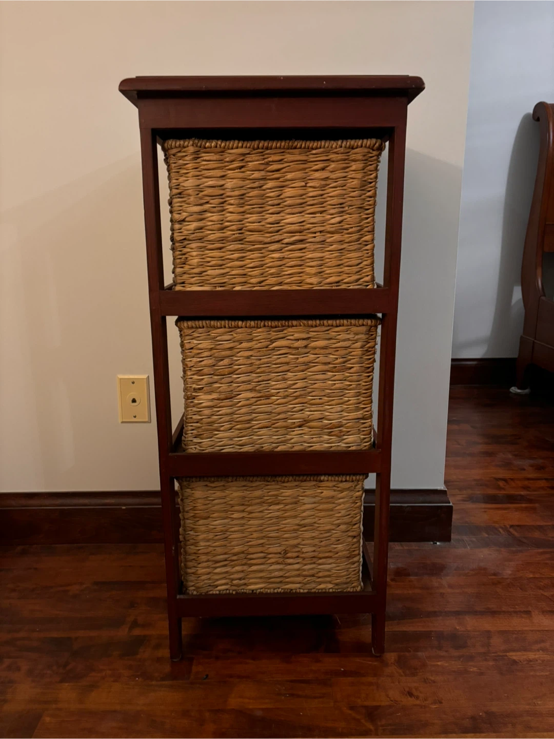 Wood Storage Cabinet with 3 Woven Basket Drawers - photo 3