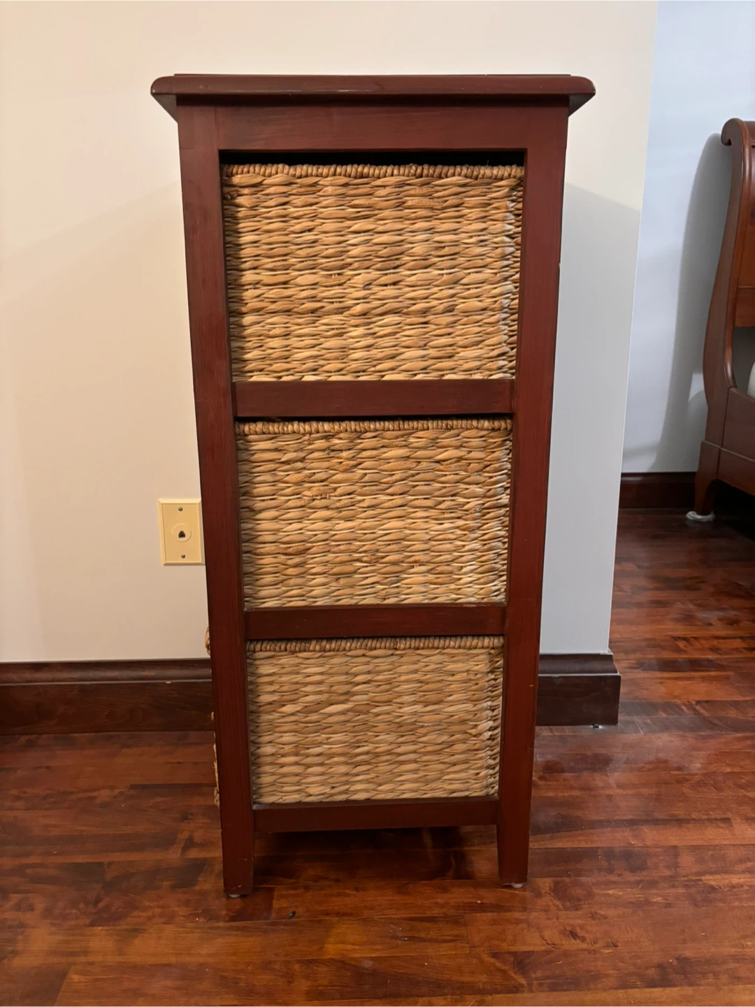 Wood Storage Cabinet with 3 Woven Basket Drawers - photo 2
