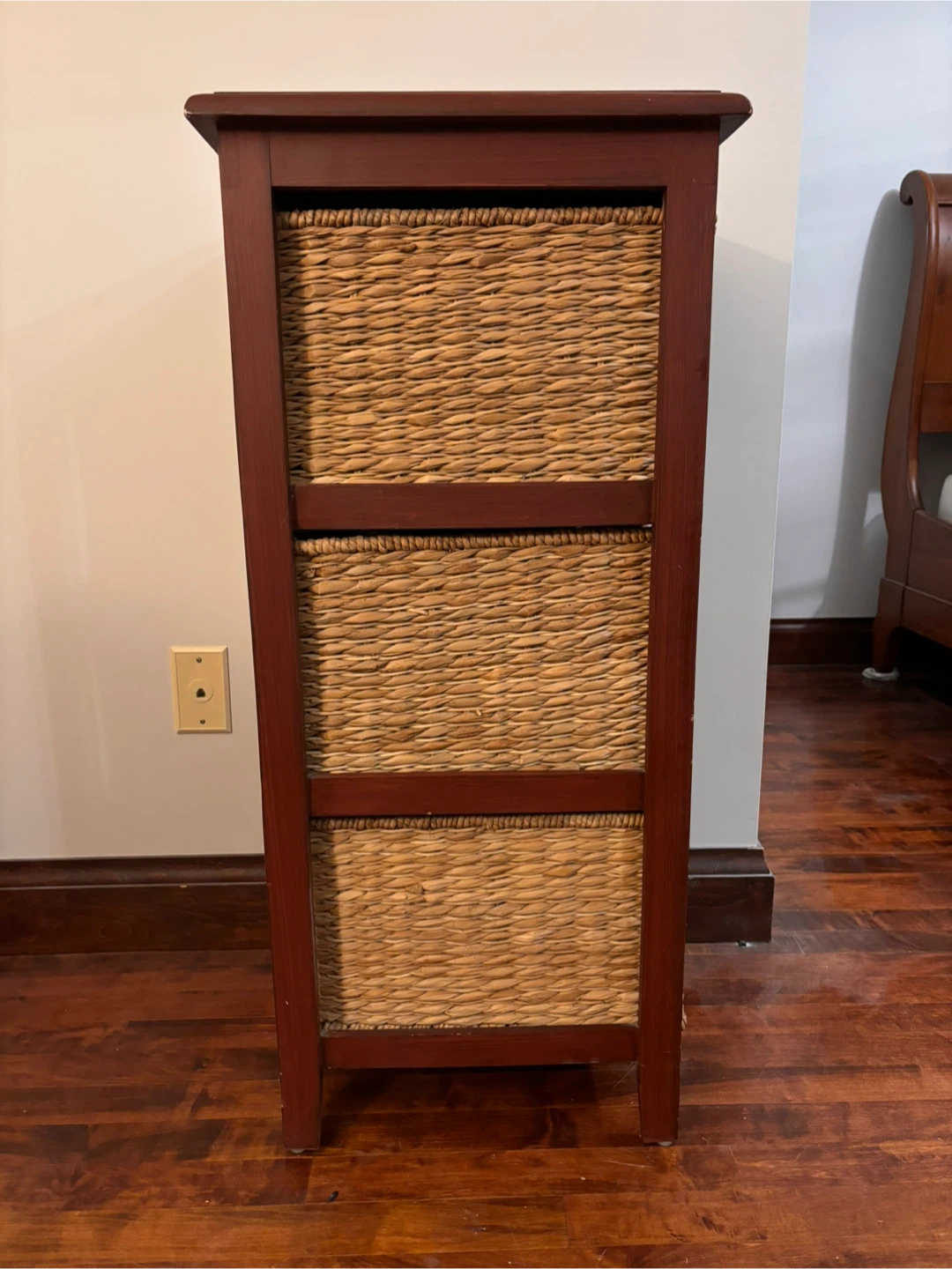 Wood Storage Cabinet with 3 Woven Basket Drawers - photo 4