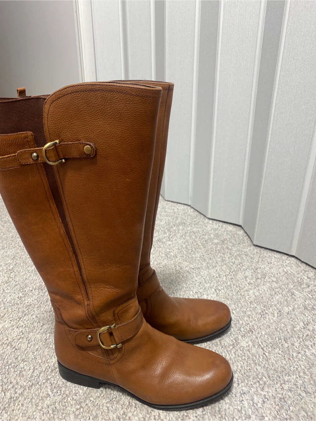 Brown Leather Riding Boots - Size 8