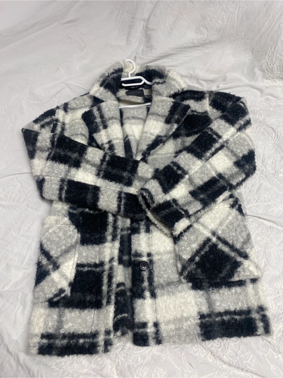 Plaid Black & White Coat