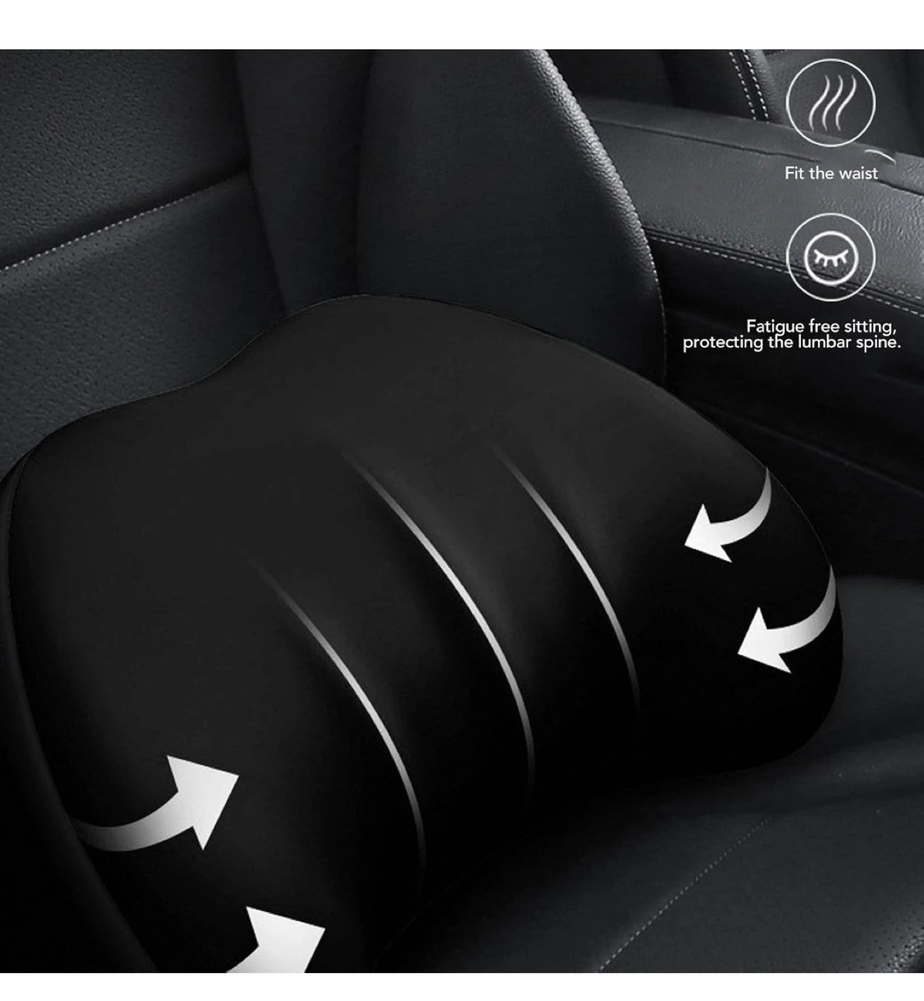 Memory Foam Lumbar Support Cushion - Black