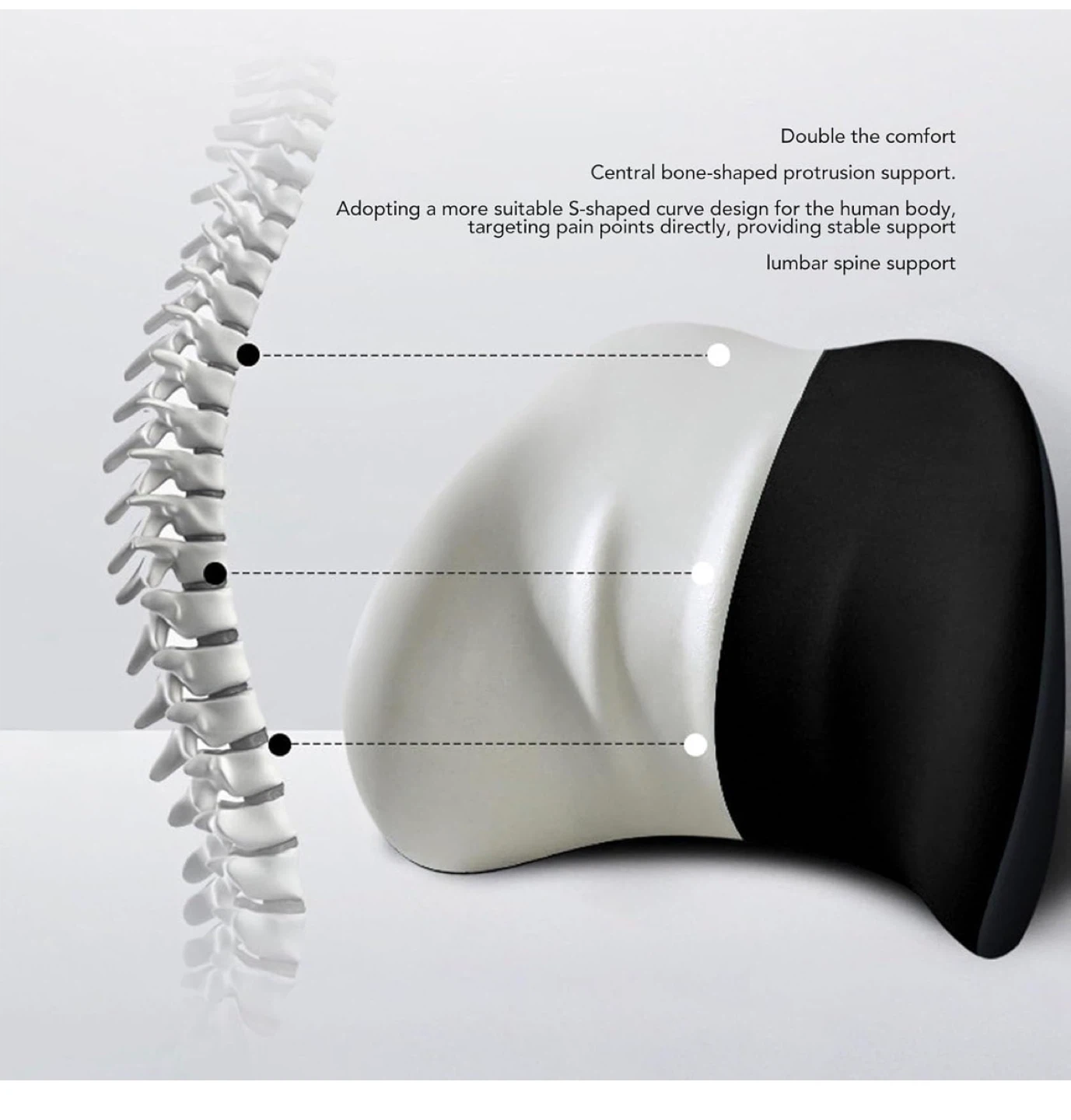 Memory Foam Lumbar Support Cushion - Black - photo 3