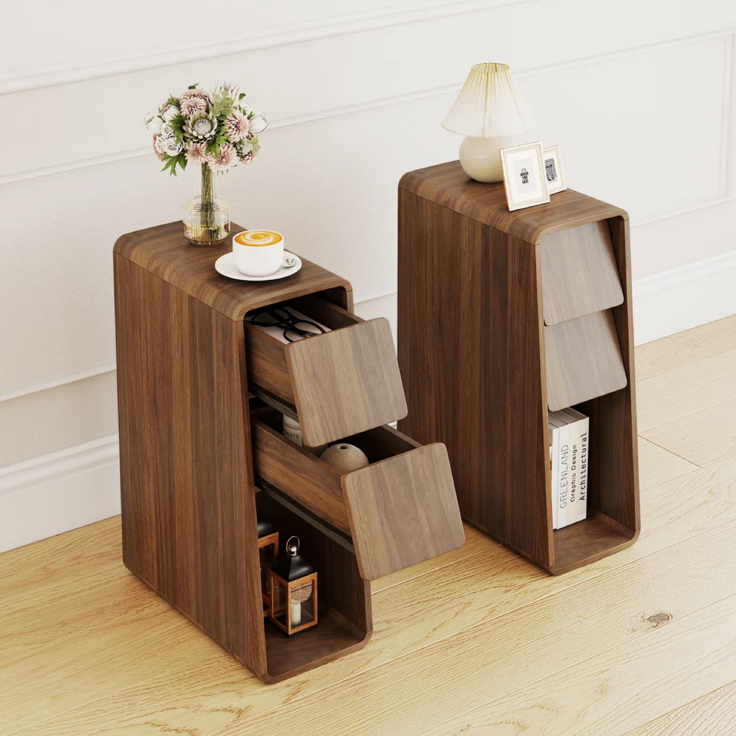 Narrow Tall Nightstand /Side Table( set of 2)
