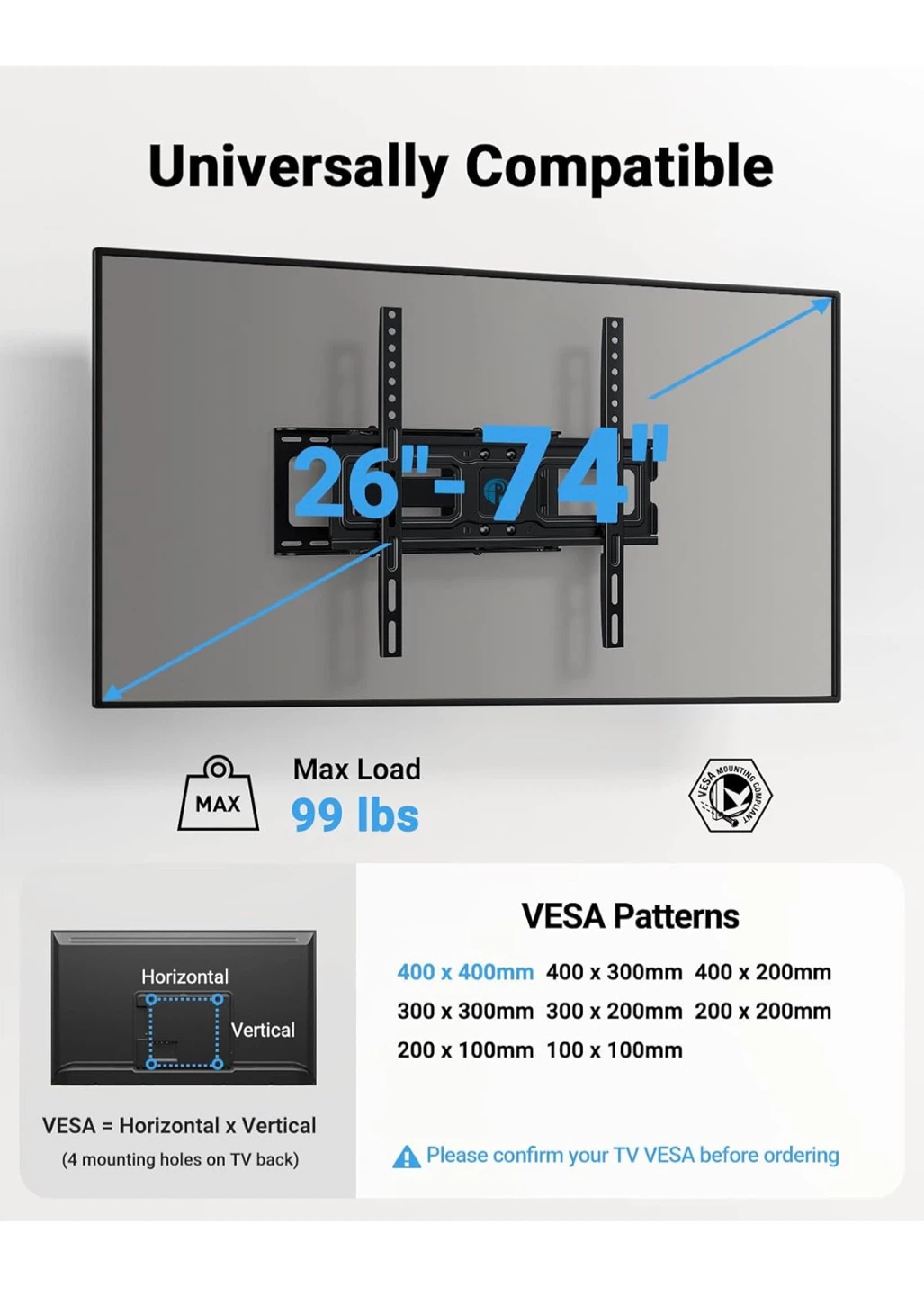 Pipishell  TV Wall Mount for 26-74 inch TVs - photo 2