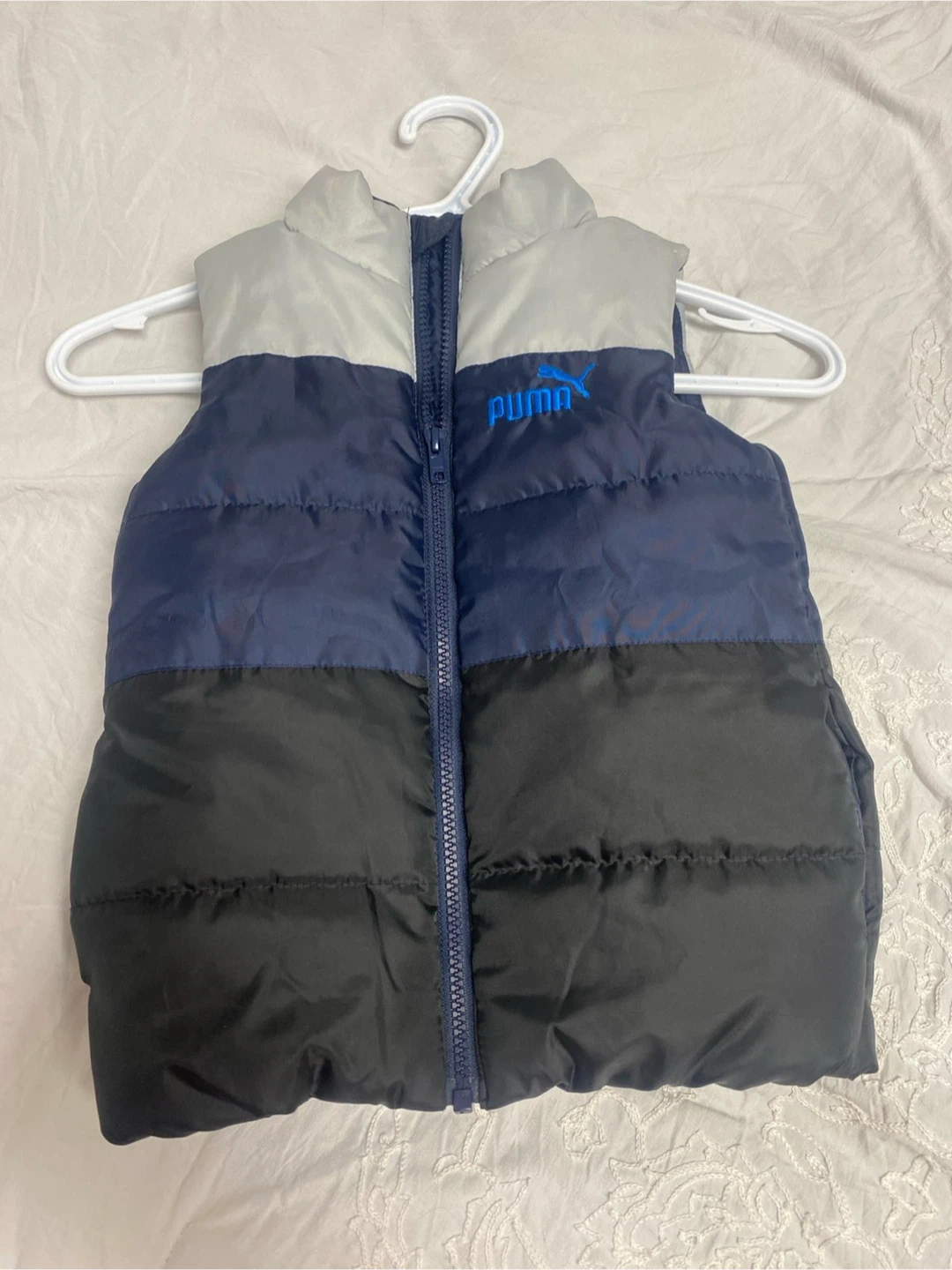 Puma Kids' Puffer Vest - Blue/Grey/Black