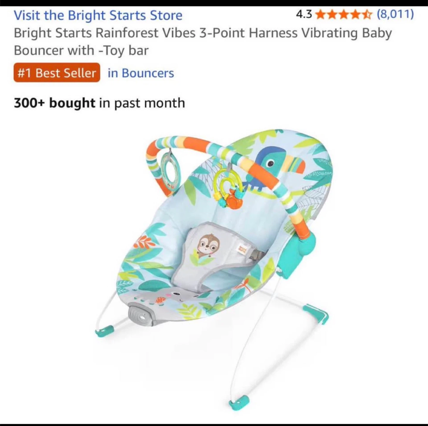 Bright Starts Rainforest Vibes Vibrating Bouncer - photo 2