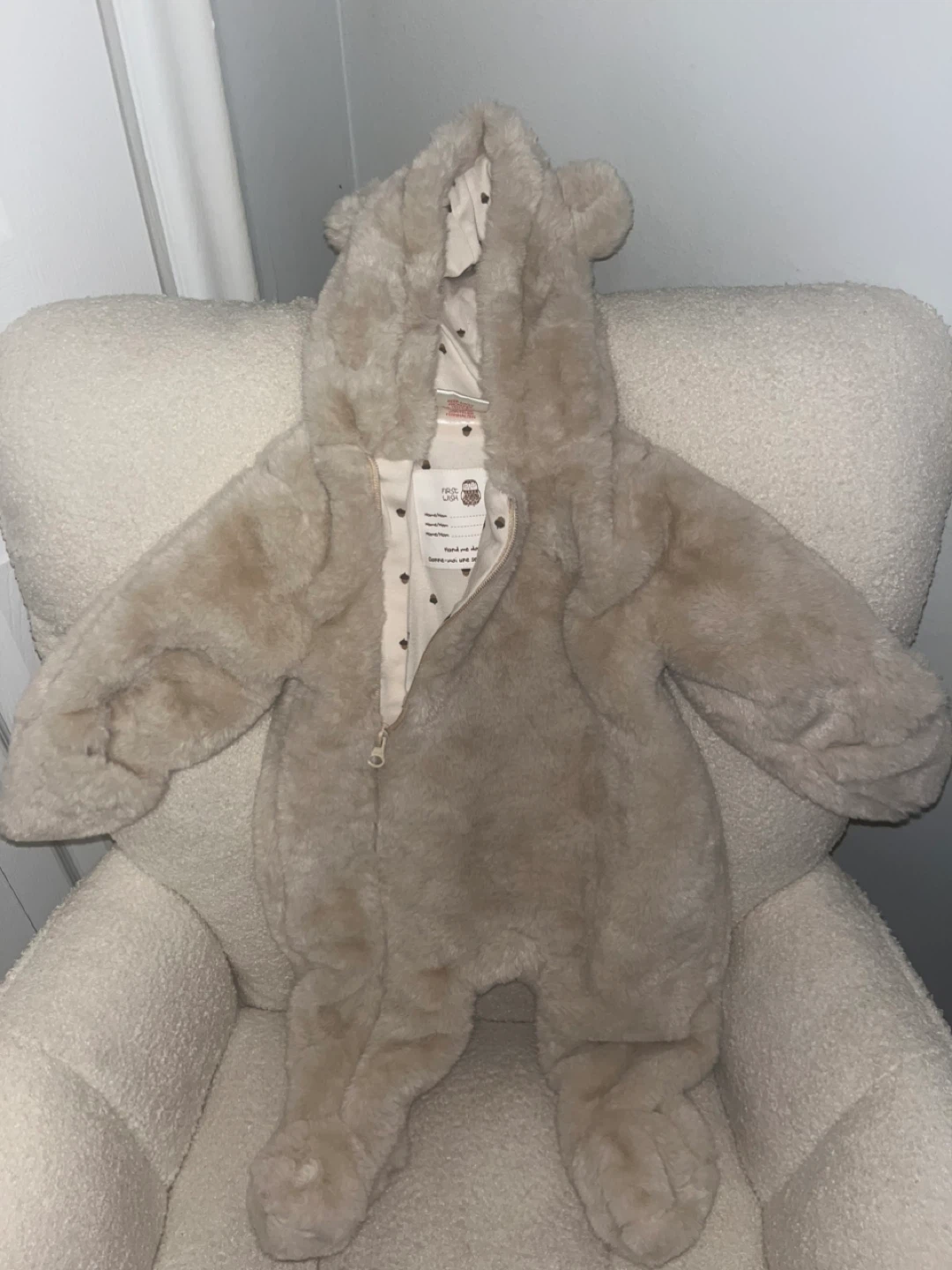 F&F Beige Bear Onesie 6-9 months