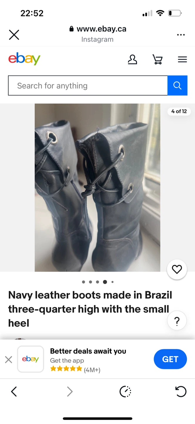 Navy Leather Three-Quarter High Heel Boots - photo 4