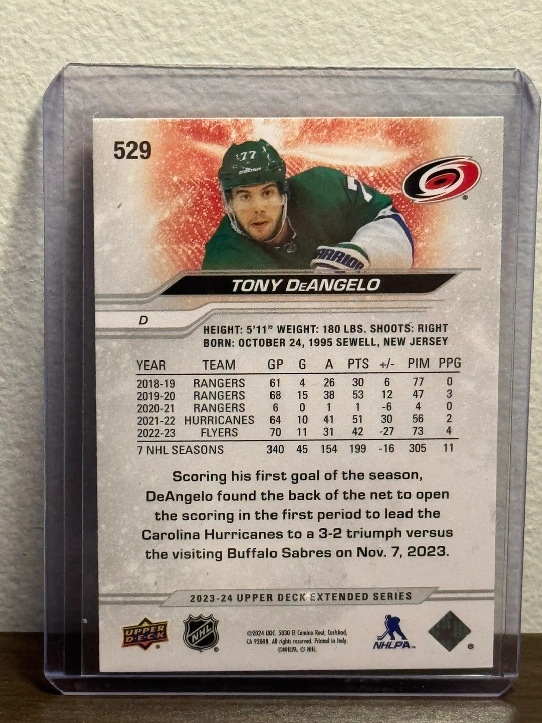 Tony DeAngelo Upper Deck Hockey Card - photo 2