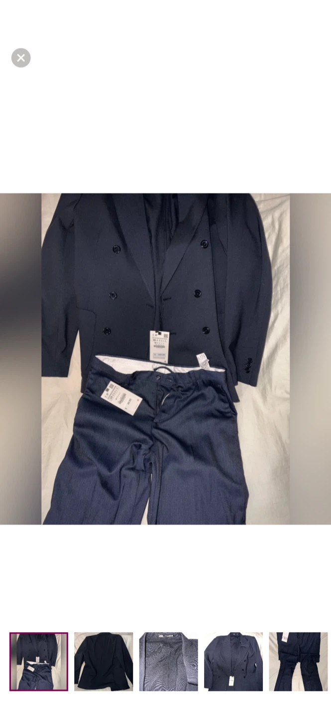 Zara Navy Blue Blazer & Pants - Size 38
