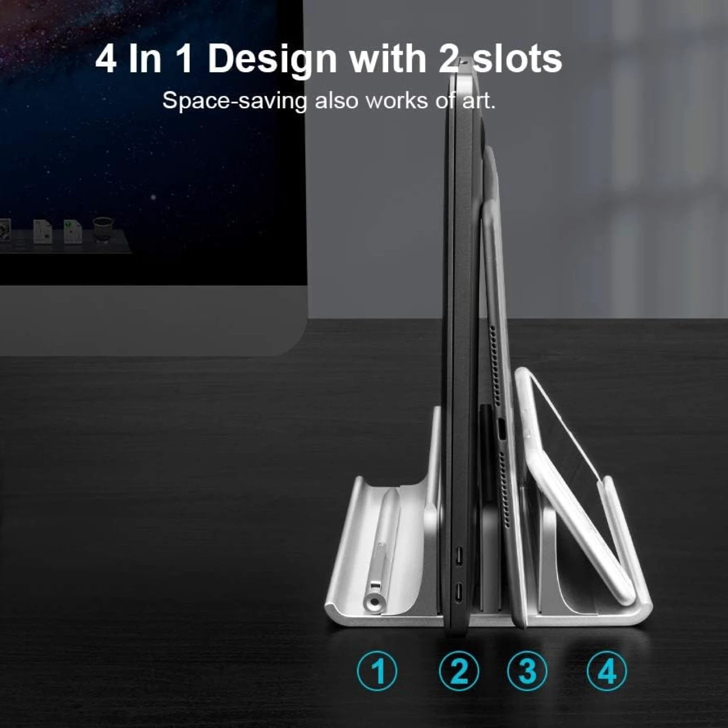 Adjustable Aluminum Vertical Laptop Stand - photo 2