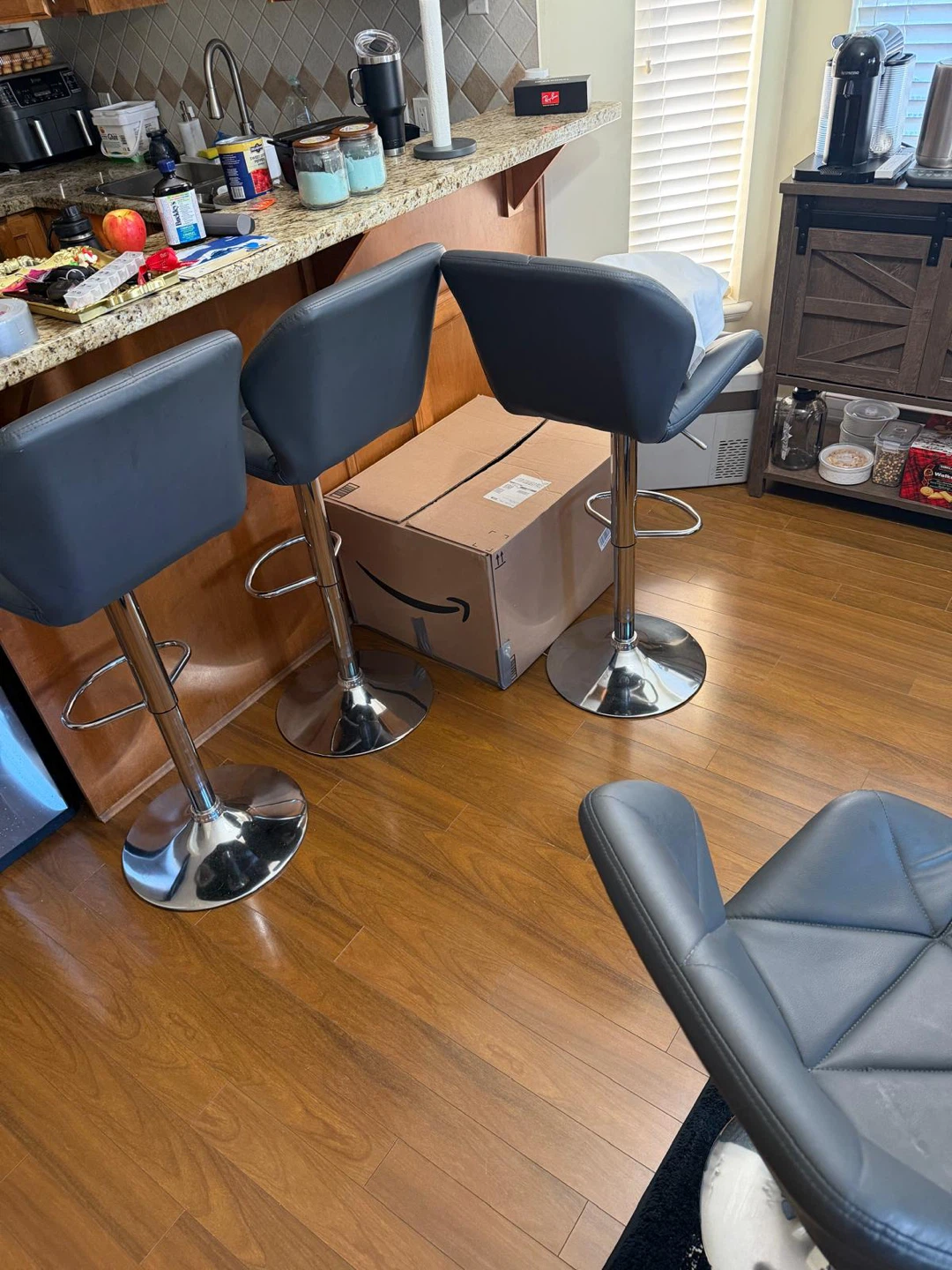 Set of 4 Grey Bar Stools
