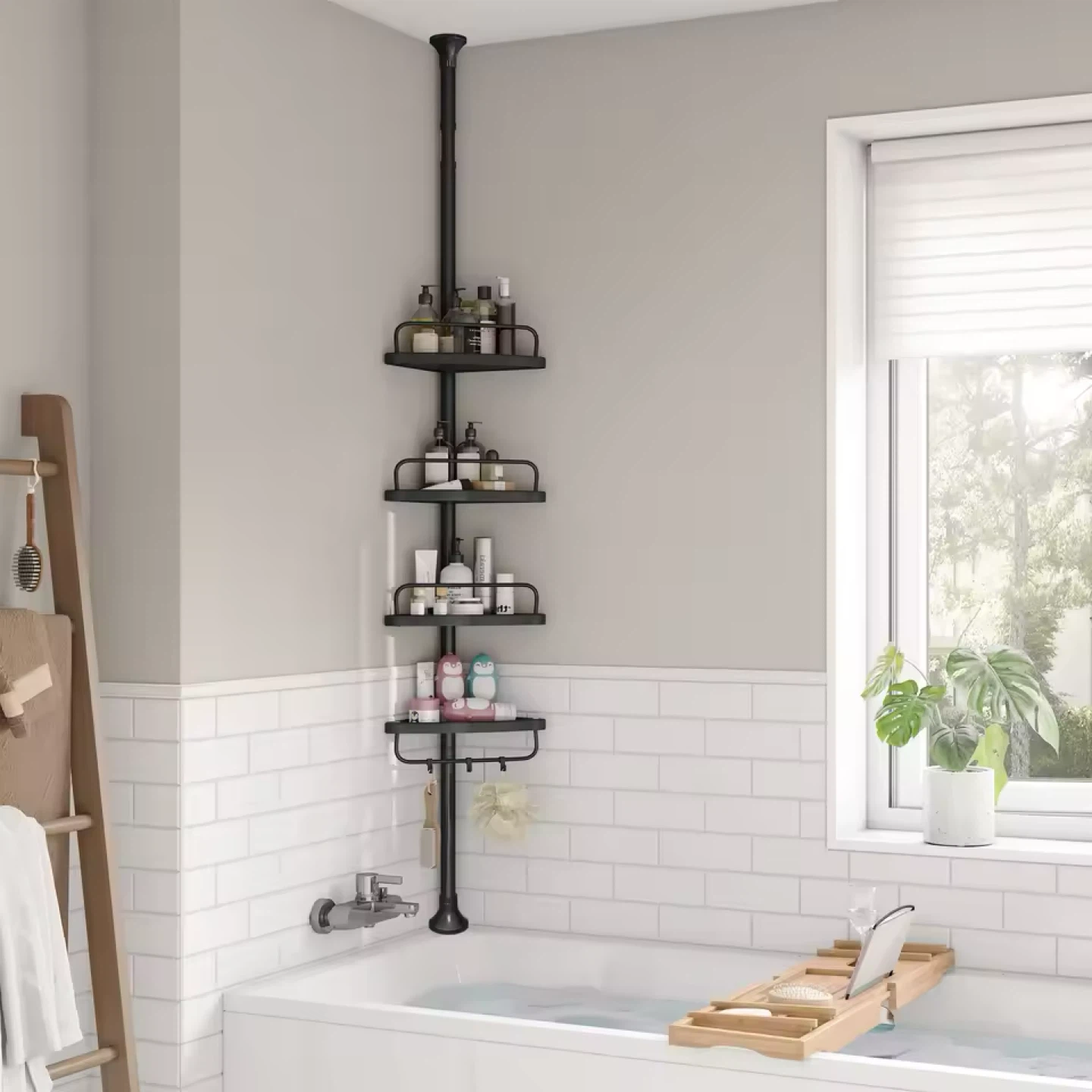 🚚🚚📦Corner Shower Caddy Tension Pole - Black