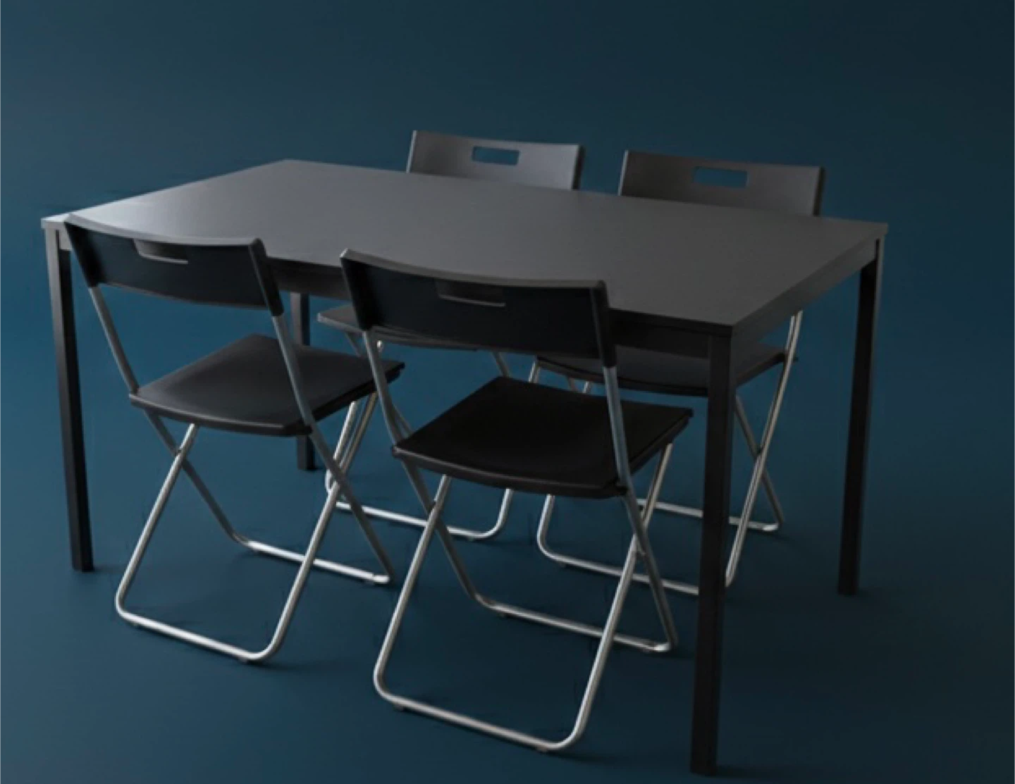 IKEA Black Dining Table & 4 Folding Chairs - photo 2