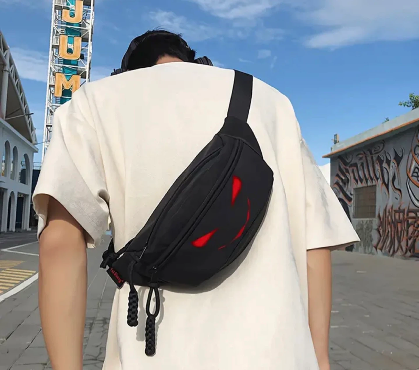 New ! Black Fanny Pack with Red Design - photo 3