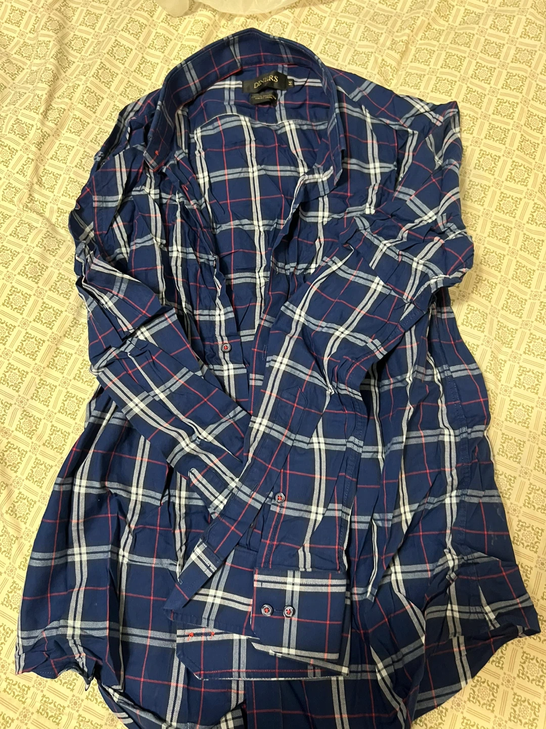 Diners Blue Plaid Button-Up Shirt - Size M