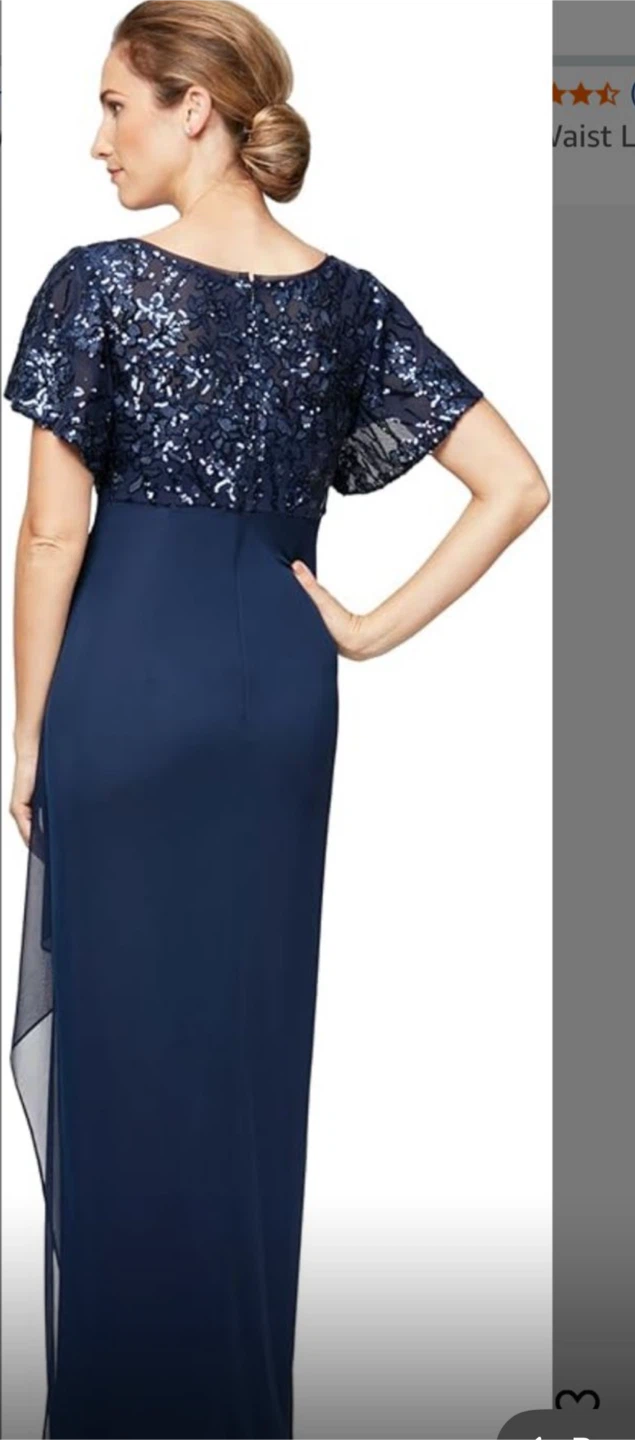 Alex Evenings Navy Sequin Bodice Dress - Size 6 - photo 4