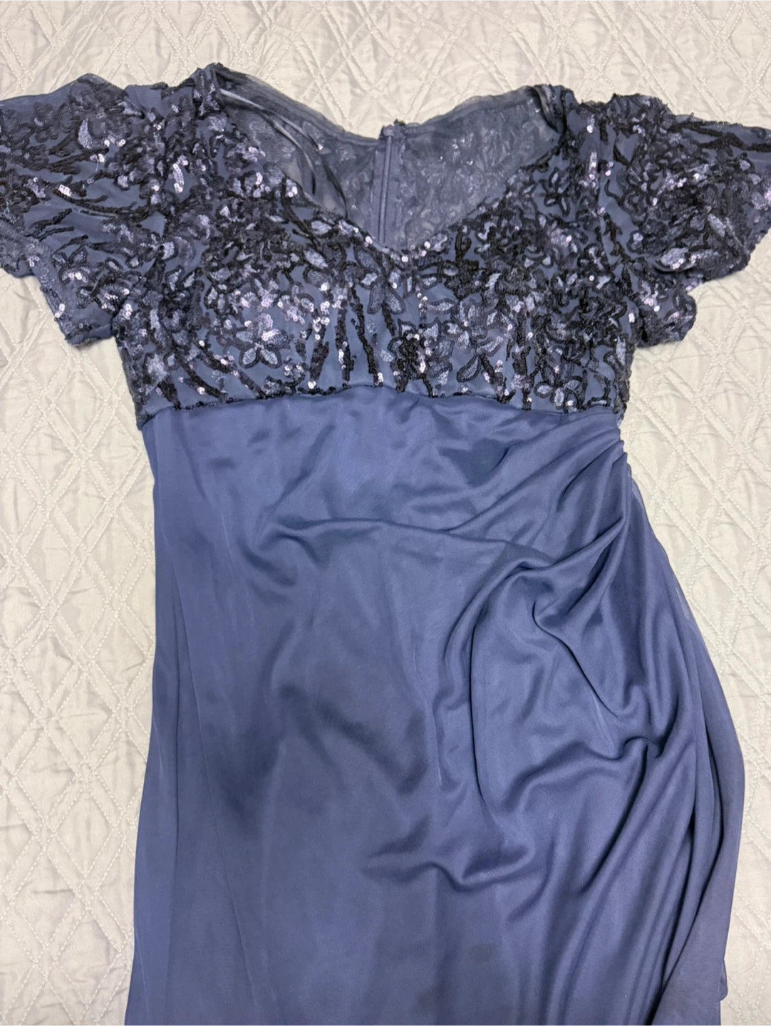 Alex Evenings Navy Sequin Bodice Dress - Size 6 - photo 5