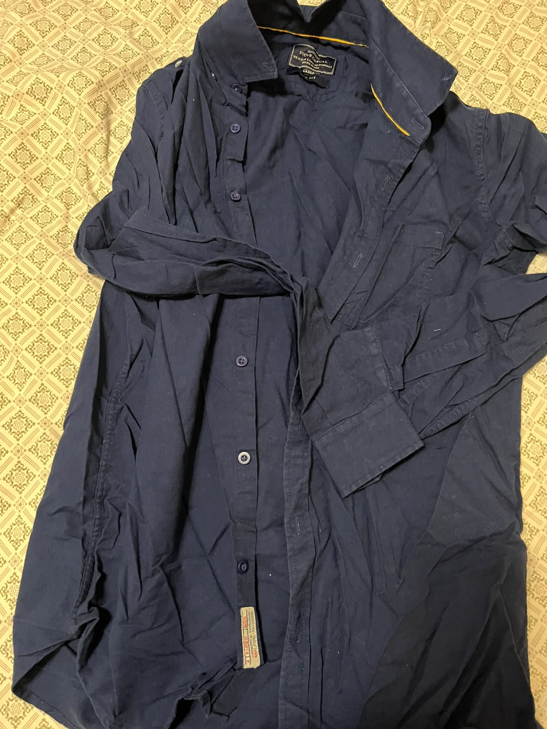 Focus Casual Navy Blue Slim Fit Shirt - Large