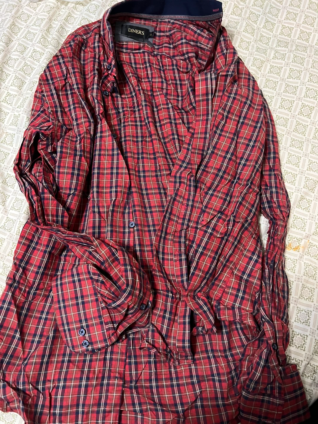Diners Red Plaid Shirt - Size M