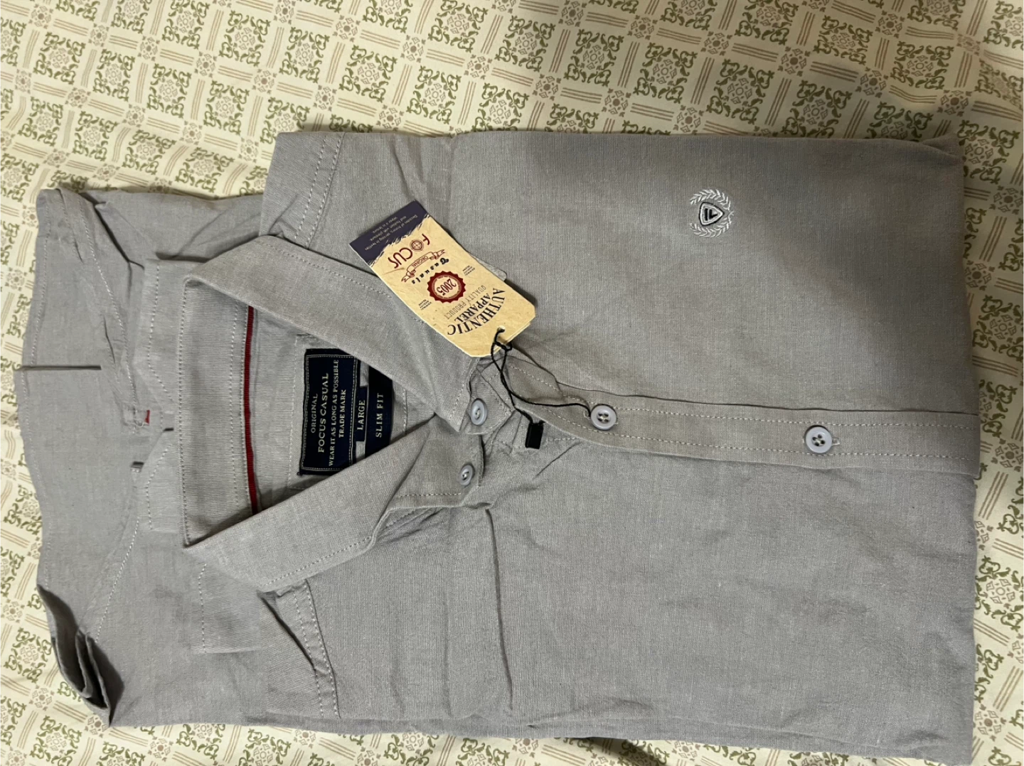 Focus Casuals Grey Slim Fit Shirt - Large