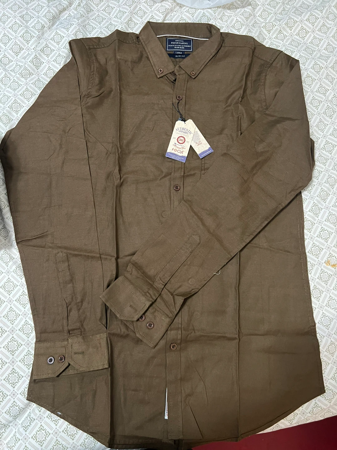 Focus Casual Brown Slim Fit Shirt - Large - photo 2
